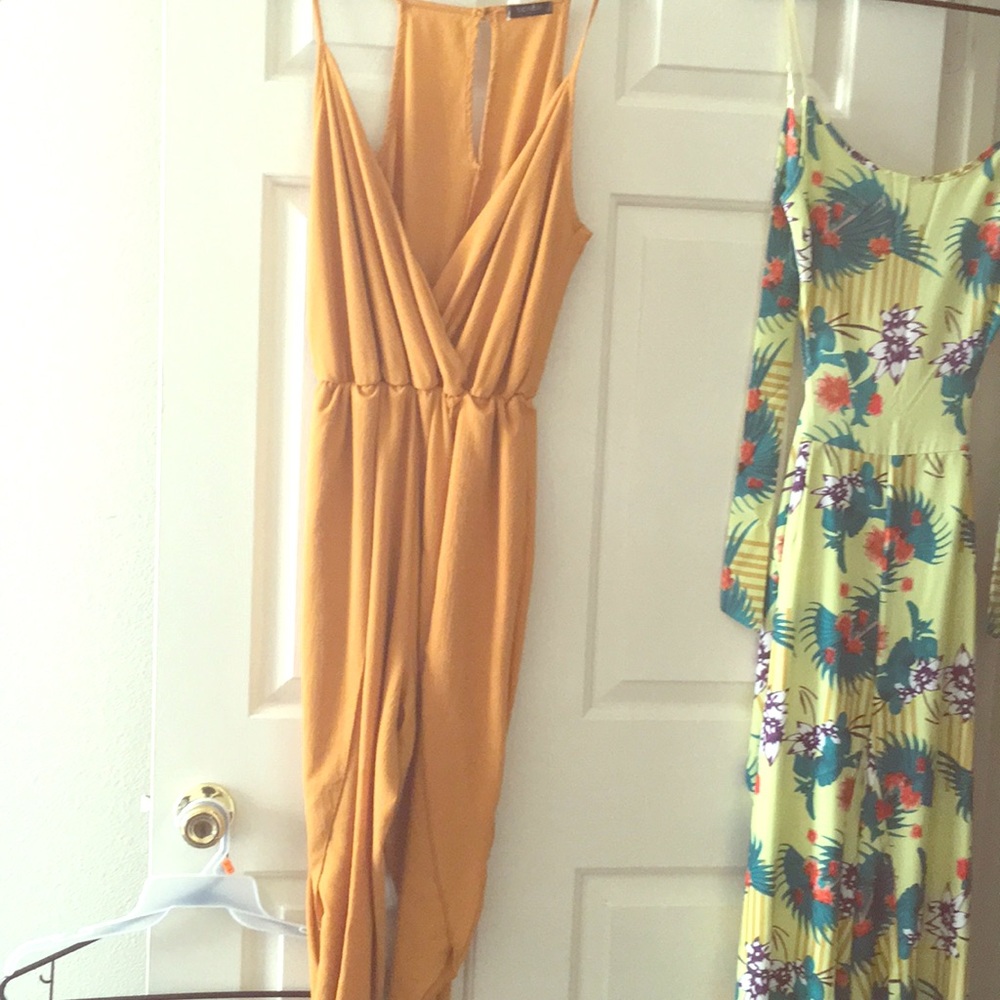 2 jumpsuits a 2 piece top and pants & a dress